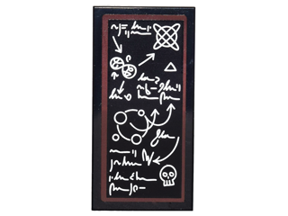 Lego Tile 2 x 4 with Blackboard Pattern (Sticker) - Set 4867 / Black
