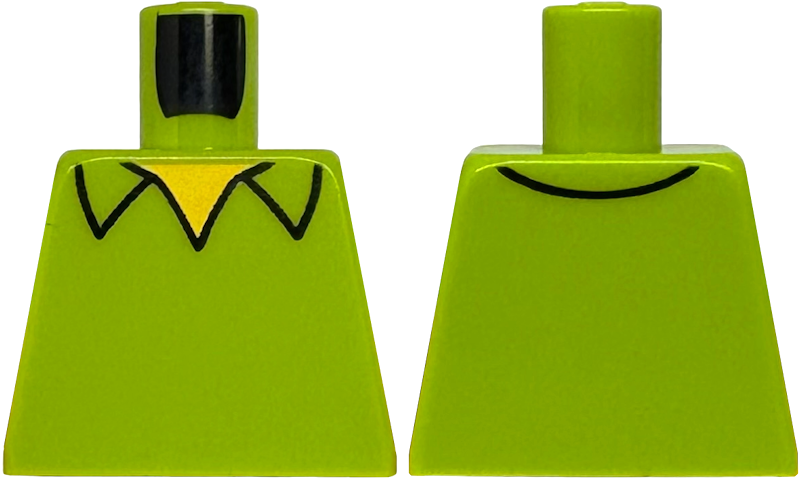 Lego Torso Shirt with Open Collar, Yellow Neck Pattern / Lime