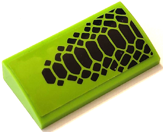 Lego Slope, Curved 2 x 4 x 2/3 with Bottom Tubes with Black Scales Pattern Model Right Side (Sticker) - Set 60415