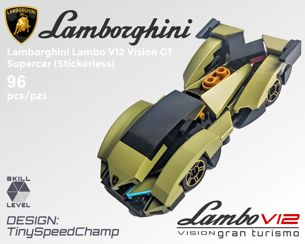 Lego Tiny Lamborghini Lambo V12 Vision GT Supercar (Stickerless)