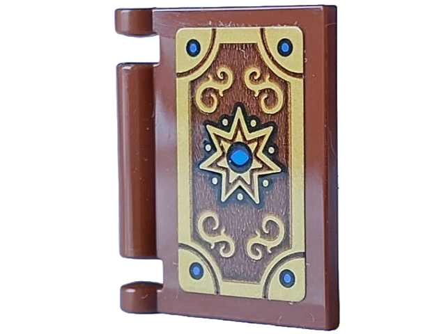 Lego Minifigure, Utensil Book Cover with Gold Star and Filigree in Frame with Blue Eye and Dots Black Outline Pattern (Sticker) - Set 21348 (Dungeons & Dragons Elf Wizard's Spellbook)