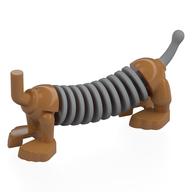 Lego Animal Body Dog with Light Bluish Grey Slinky in Center, Tail Pattern / Medium Nougat