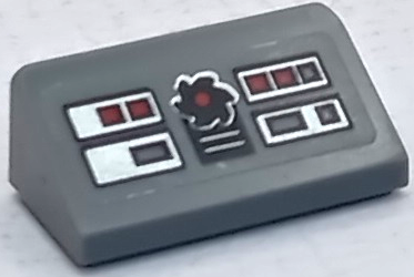 Lego Slope 30 1 x 2 x 2/3 with Control Panel with Black Dial, Red Buttons and Lights on Silver Rectangles Pattern (Sticker) - Set 70726