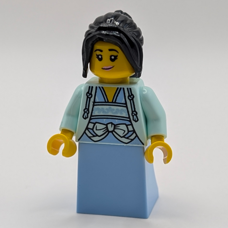 Lego Light Aqua Tunic, Bright Light Blue Dress, Black Hair