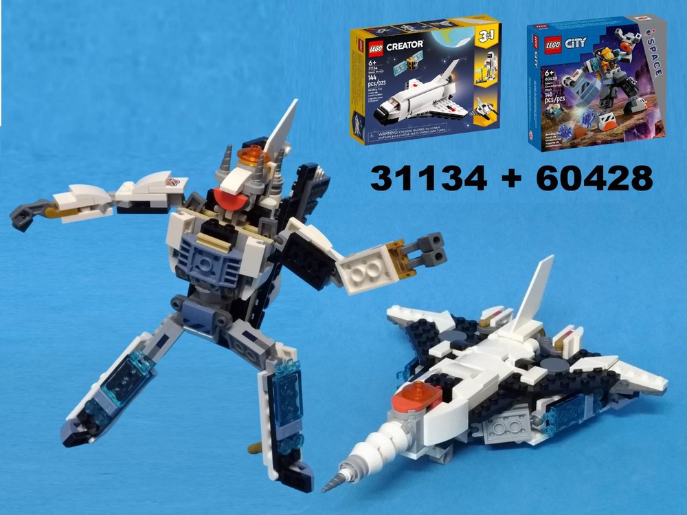 Lego Transformer F16-XL Jet Fighter (Needlenose) from LEGO City 60428 and Creator 31134