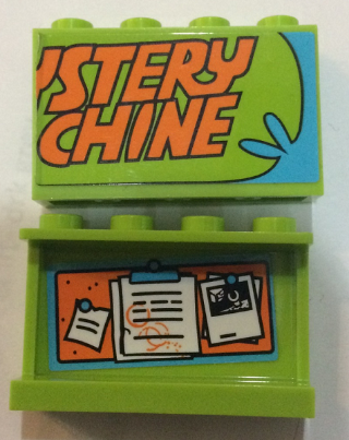 Lego Panel 1 x 4 x 2 with Side Supports - Hollow Studs with Orange 'YSTERY' and 'CHINE' and Notes on Bulletin Board on Inside Pattern (Stickers) - Set 75902