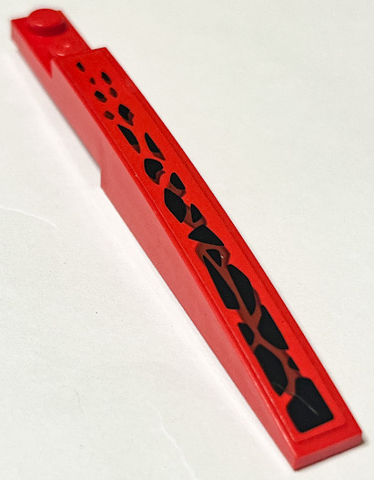 Lego Slope, Curved 10 x 1 with Black Dragon Scales Pattern Model Left Side (Sticker) - Set 71753 / Red