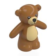 Lego Animal, Bear / Teddy, Arms Down with Black Eyes, Nose and Mouth / Tan Belly Print / Medium Nougat