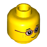 Lego Minifig Head Dark Red Glasses, Freckles [Recessed Stud] / Yellow