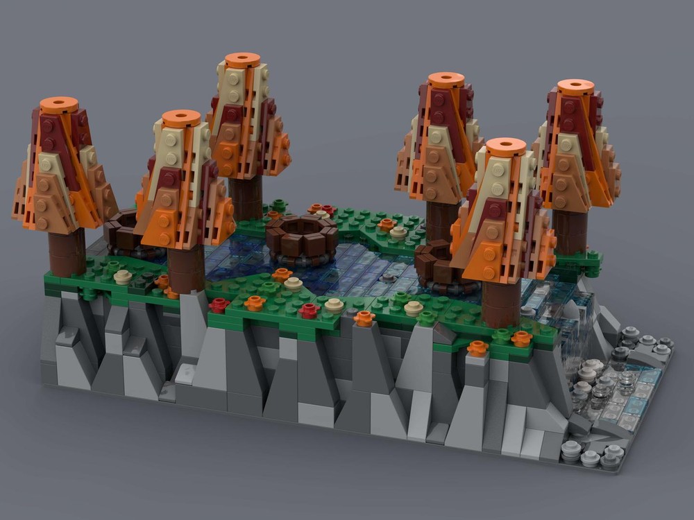 Lego Barrel floating scene diorama from "The Hobbit" film