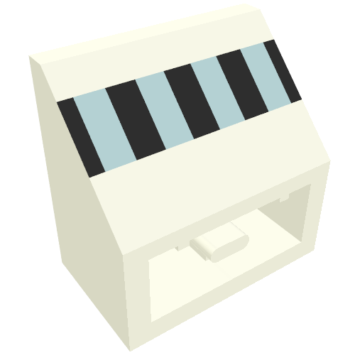 Lego Brick Sloped Inverted 45° 2 x 2 with Black/Blue Stripes Print / White