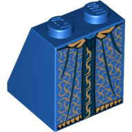 Lego Brick Sloped 65° 2 x 2 x 2 with Gold and Dark Blue Robe Print / Blue