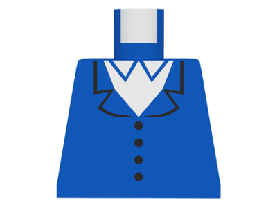 Lego Torso Town Vest with 4 Buttons, White Shirt Collar Pattern (1592 patron) / Blue