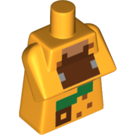 Lego Torso Special, Long with Folded Arms with Pixelated Green and Reddish Brown Squares Print / Bright Light Orange