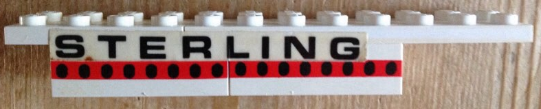 Lego Stickered Assembly 12 x 2 x 1 1/3 with Black 'STERLING' Pattern on Both Sides (Stickers) - Set 1552-2