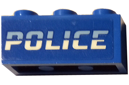 Lego Brick 1 x 3 with Bright Light Blue and White 'POLICE' Pattern (Sticker) - Set 60246