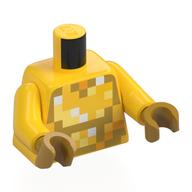 Lego Torso, Pixelated Gold/Bright Light Yellow/White Print, Yellow Arms, Pearl Gold Hands / Yellow