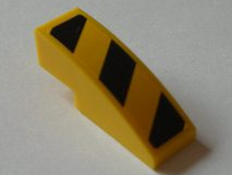 Lego Slope, Curved 3 x 1 with Black and Yellow Danger Stripes Pattern, Model Right (Sticker) - Set 8043 / Yellow