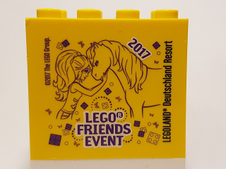 Lego Brick 2 x 4 x 3 with LEGO Friends Event Legoland Deutschland Resort 2017 Pattern / Yellow