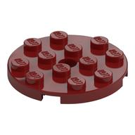 Lego Plate Round 4 x 4 with Pin Hole / Dark Red