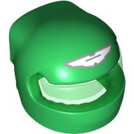 Lego Helmet, Formula 1 with Trans-Green Visor pattern and White/Silver Aston Martin Wings print / Green
