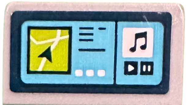 Lego Slope 30 1 x 2 x 2/3 with GPS Screen with Arrow, Music Note, Play and Pause Buttons Pattern (Sticker) - Set 41735