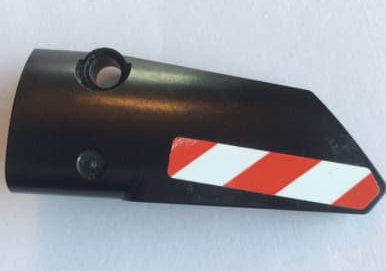 Lego Technic, Panel Fairing # 3 Small Smooth Long, Side A with Red and White Danger Stripes Pattern (Sticker) - Set 42068