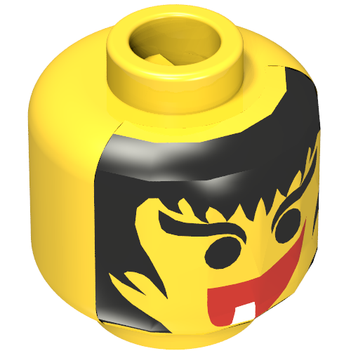 Lego Minifig Head Witch, Hair Framed Face, Eyebrows and 1 Tooth in Mouth Print [Blocked Open Stud]