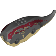 Lego Animal Body Part, Dinosaur, Triceratops Body with Dark Bluish Grey Top, Dark Red Markings