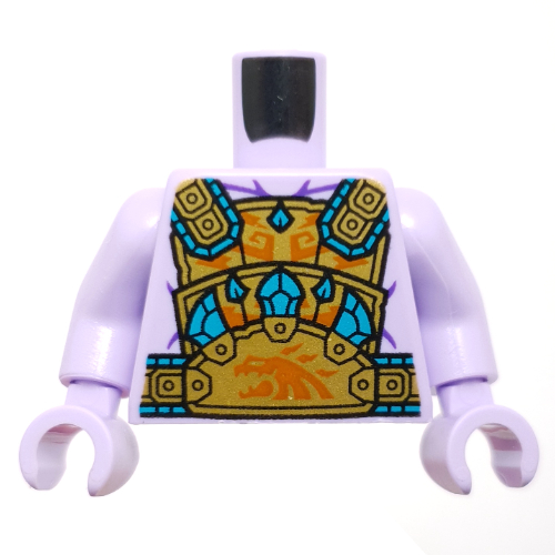 Lego Torso Armor, Gold and Orange Plates with Dark Turquoise Jewels Print, Lavender Arms and Hands / Lavender