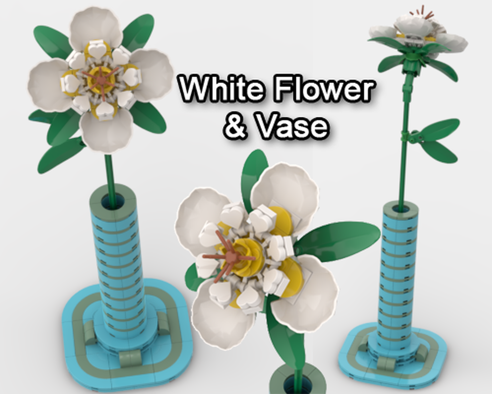 Lego White Flower & Vase