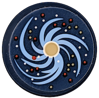 Lego Tile, Round 2 x 2 with Bottom Stud Holder with Spiral Galaxy with Stars Pattern (Sticker) - Set 42603