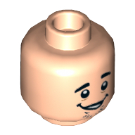Lego Minifig Head Shaggy, Dual Sided, Eyebrows, Chin Stubble, Open Mouth Grin / Sad Face Print [Hollow Stud]