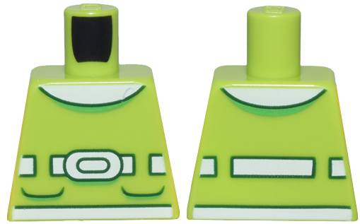 Lego Torso Dress Top with 2 Bright Green and Dark Green Pockets, Round White Collar and Belt with Buckle Pattern