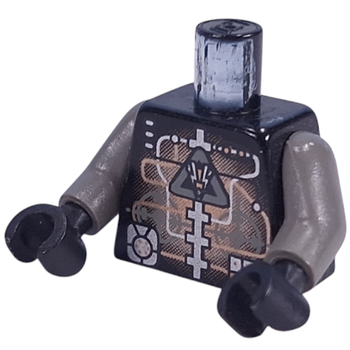 Lego Torso Insectoids Droid Silver and Copper Circuitry Print, Dark Gray Arms, Black Hands / Black