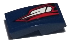 Lego Slope, Curved 2 x 1 x 2/3 with Red and White Taillights on Dark Blue Background Pattern Model Right Side (Sticker) - Set 75885 / Dark Blue