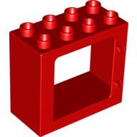 Lego Duplo Door / Window Frame Flat Front Surface, Completely Open Back / Red