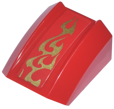 Lego Slope, Curved 2 x 2 Lip with Gold Flames Top Half Pattern (Sticker) - Set 70500