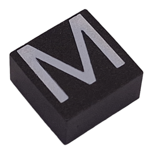 Lego Modulex Tile 2 x 2 with White 'M' Print, without Internal Supports / Modulex Black