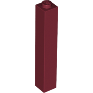 Lego Brick 1 x 1 x 5 with Solid Stud / Dark Red