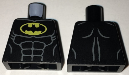 Lego Torso Batman Logo in Yellow Oval with Muscles Pattern / Black