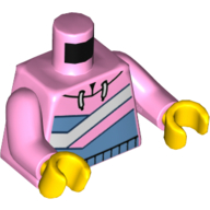 Lego Torso Hoodie, Medium Blue and White Angular Stripes Print, Bright Pink Arms, Yellow Hands / Bright Pink