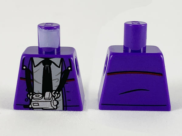 Lego Torso Jacket, White Shirt, Black Tie and Silver Camera with Black Strap Pattern / Dark Purple