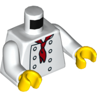 Lego Torso Chef with 8 Buttons and Long Red Neckerchief / Neckerchief on Back Print, White Arms, Yellow Hands / White