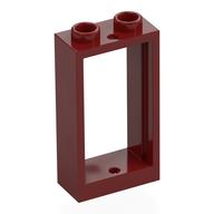 Lego Window 1 x 2 x 3 Flat Front / Dark Red