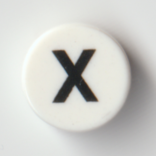 Lego Tile Round 1 x 1 with Black 'X' print