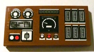 Lego Tile 2 x 4 with Train Controls Pattern (Sticker) - Set 10233 / Reddish Brown