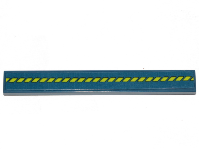 Lego Tile 1 x 8 with Lime Broken Stripe Pattern (Sticker) - Set 70839 / Dark Blue