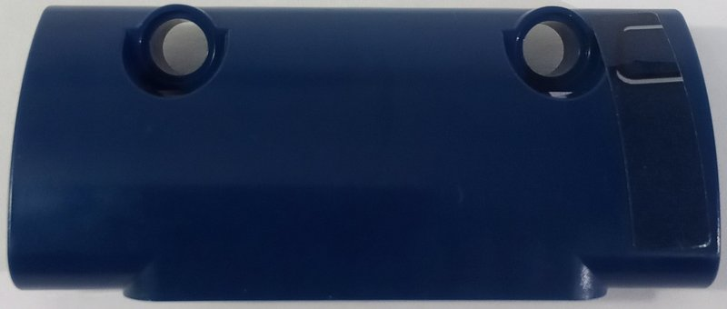 Lego Technic, Panel Curved 7 x 3 with 2 Pin Holes through Panel Surface with Black and Silver Door Handle Pattern Model Right Side (Sticker) - Set 42154 / Dark Blue