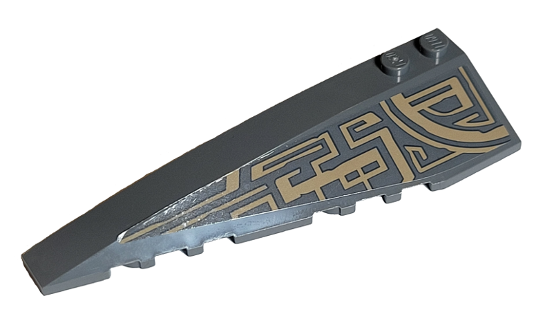 Lego Wedge 10 x 3 Left with Dark Tan Quarter Circle Tribal Pattern (Sticker) - Set 75186